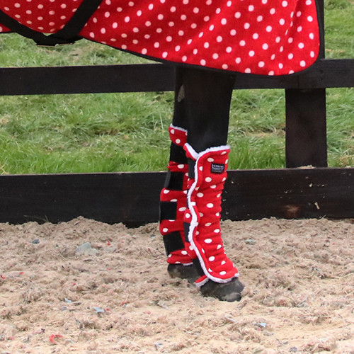 Supreme Products Dotty Fleece Boots - Rosette Red - Small Pony