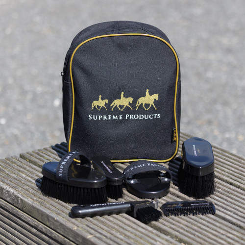 Supreme Products Pampered Pony Complete Grooming Rucksack - Black/Gold - One Size