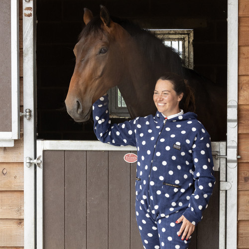 Supreme Products Adult's Dotty Fleece Onesie - Noble Navy - X Small