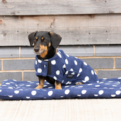 Supreme Products Dotty Fleece Dog Coat - Noble Navy - XXXS